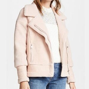 Apparis Anne Shearling Sherpa Jacket Blush Size Small